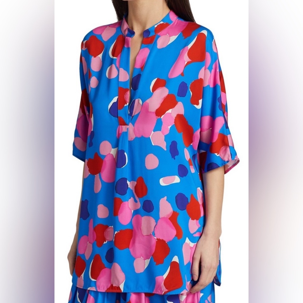 Piazza Sempione watercolor Flowy tunic size 44 floral blouse - Picture 1 of 7